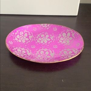 Pink glass jewelry plate